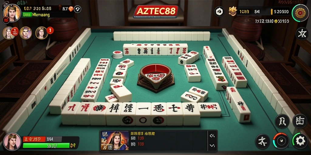 Screenshot gameplay AZTEC88 menampilkan aksi Mahjong yang seru.