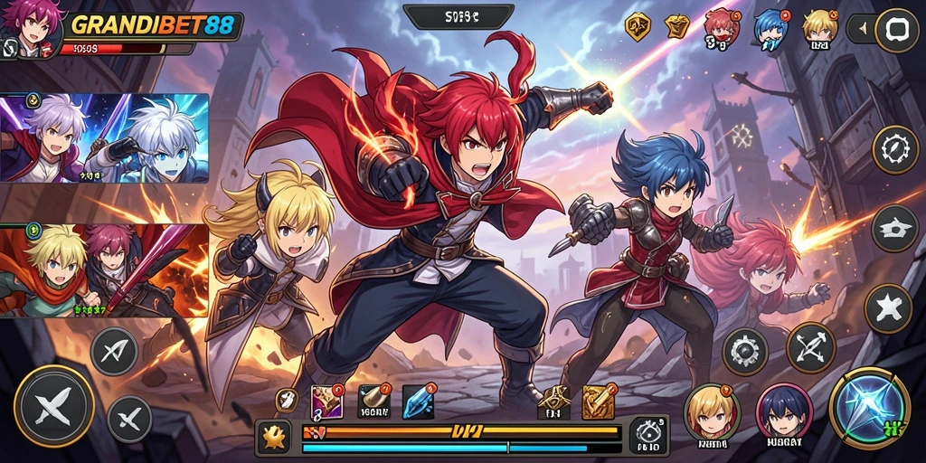Tampilan gameplay mendebarkan dalam dunia Anime yang penuh warna.