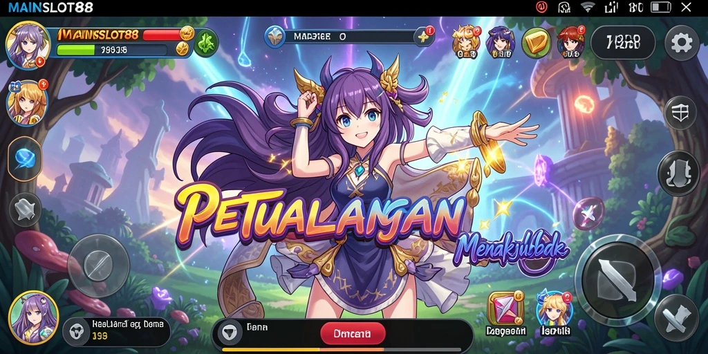 Screenshot utama MAINSLOT88 menampilkan karakter anime dalam aksi.