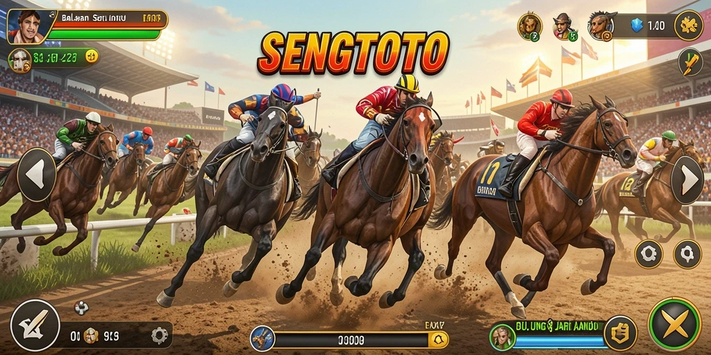 Screenshot game SENGTOTO menampilkan aksi balapan yang cepat dan seru.