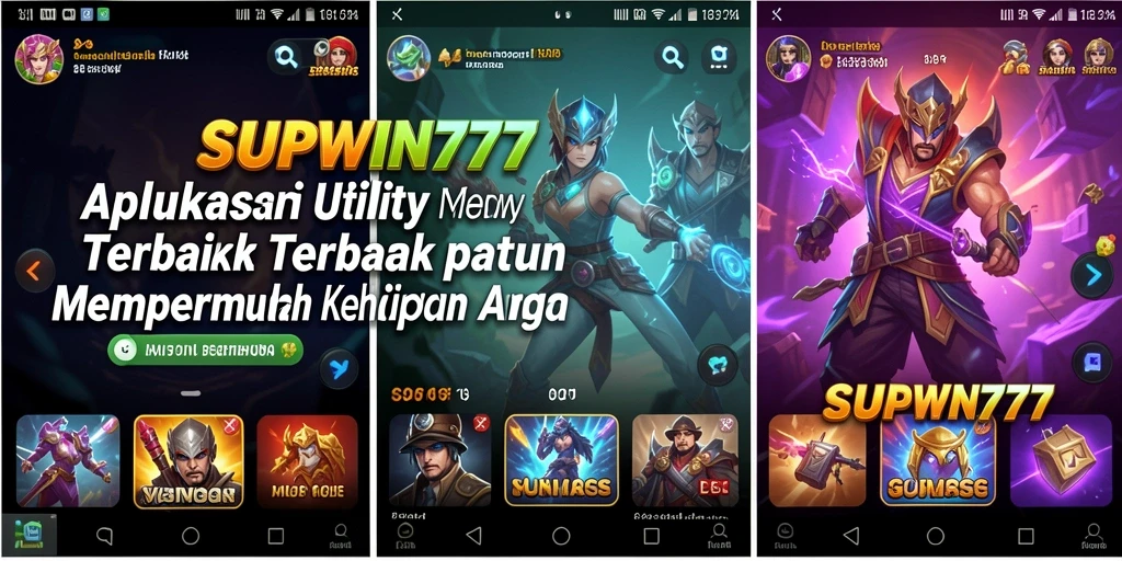 Tampilan aplikasi SUPWIN777 dengan fitur-fitur utilitas yang praktis.