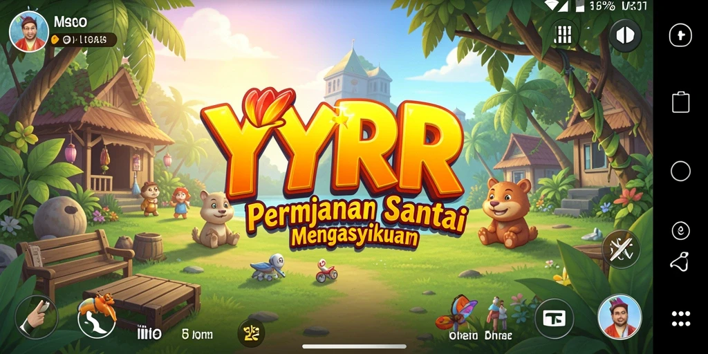 Tangkapan layar utama gameplay YYRR yang menyenangkan dan penuh warna.